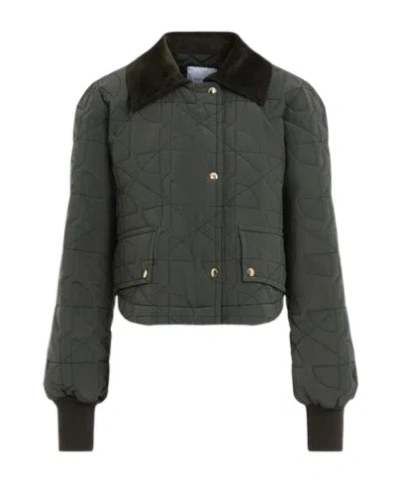 Patou Cropped Quilted Jacket In Green