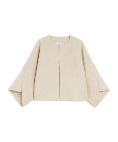 Max Mara Ovada Cropped Wool And Cashmere-blend Felt Jacket In Neutral