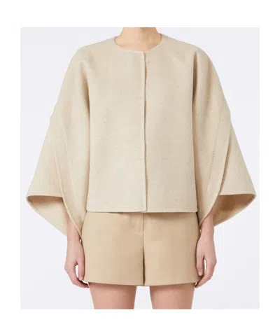 Max Mara Ovada Cropped Wool And Cashmere-blend Felt Jacket In Neutral