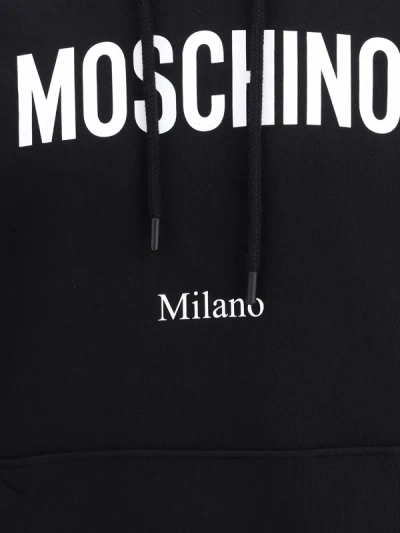 Moschino Cotton Hoodie With Drawstrings And Kangaroo Pocket In Black