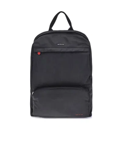 Kiton Backpack With Adjustable Straps And Front Pocket In Black
