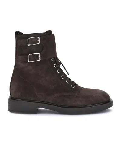 Gianvito Rossi Laced Ankle Boots In Brown