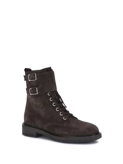 Gianvito Rossi Laced Ankle Boots In Brown
