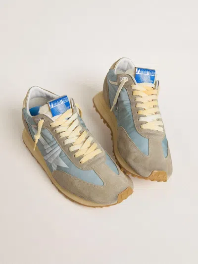 Golden Goose Womens Marathon With Light Blue Nylon Upper And Pastel Blue Star