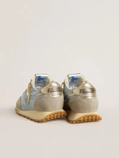 Golden Goose Womens Marathon With Light Blue Nylon Upper And Pastel Blue Star