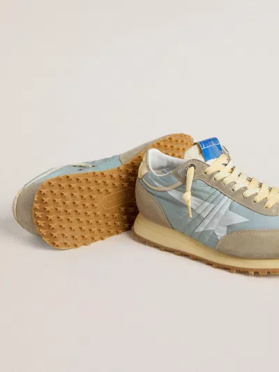 Golden Goose Womens Marathon With Light Blue Nylon Upper And Pastel Blue Star