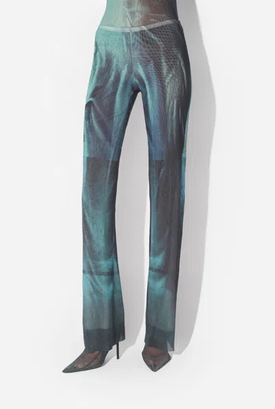 Jean Paul Gaultier Printed Flared-leg Mesh Trousers In Blue