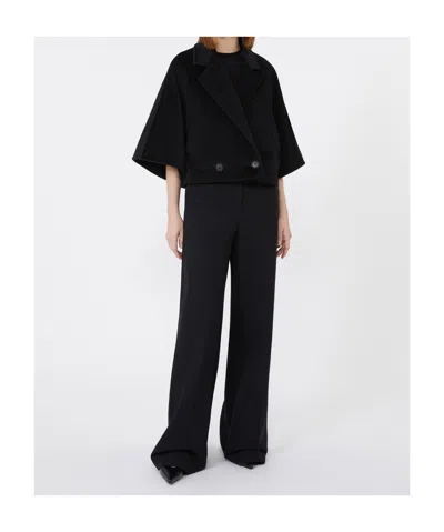 Max Mara Wool And Cashmere Cropped Jacket In Black