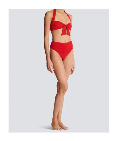 Balmain Plain Two-piece Swimsuit In Red