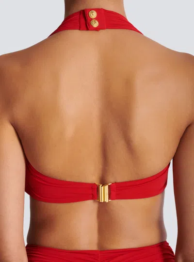 Balmain Plain Two-piece Swimsuit In Red