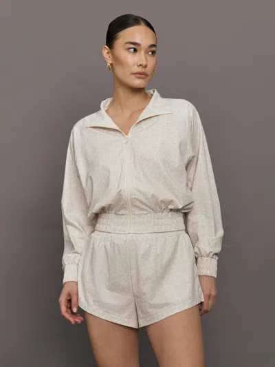 Carbon38 Leopard Printed Windbreaker In White