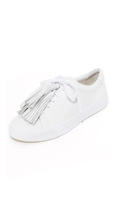 Loeffler Randall Logan Leather Tassel Sneakers In Optic White