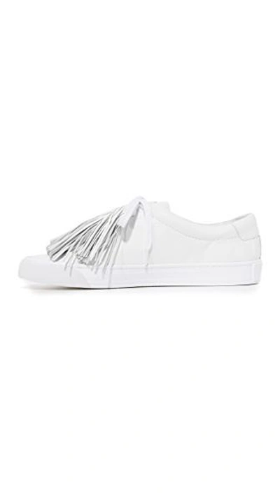 Shop Loeffler Randall Logan Tassel Sneakers In Optic White