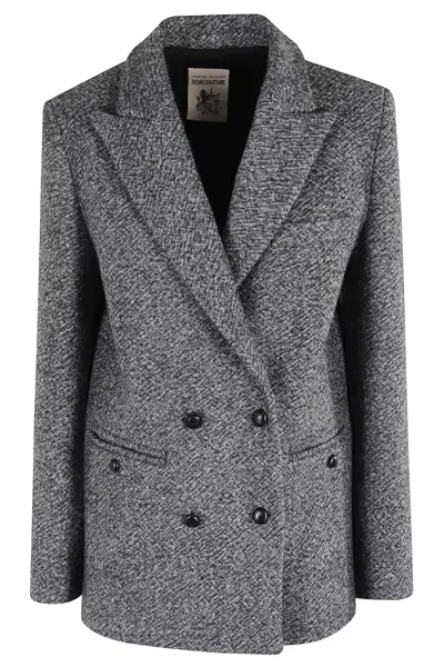 Semicouture Pascal Double-breasted Blazer In Gray