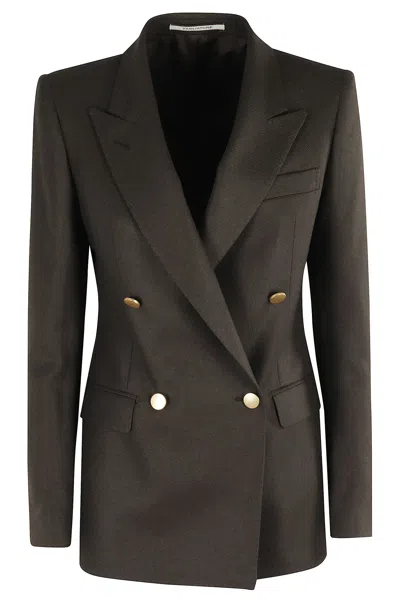 Tagliatore Double-breasted Tailored Jacket With Flap Pockets In Brown