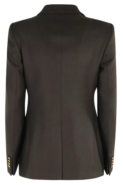 Tagliatore Double-breasted Tailored Jacket With Flap Pockets In Brown