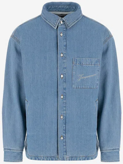Jacquemus Artisan Shirt With Chest Pocket And Embroidery In Blue