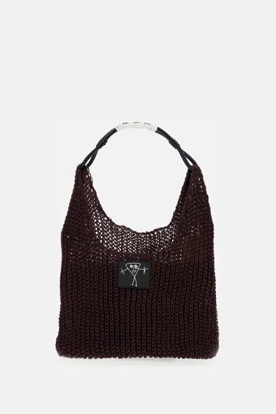 Plan C Dark Brown Logo-patch Shoulder Bag