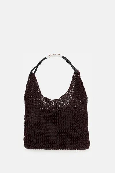 Plan C Dark Brown Logo-patch Shoulder Bag