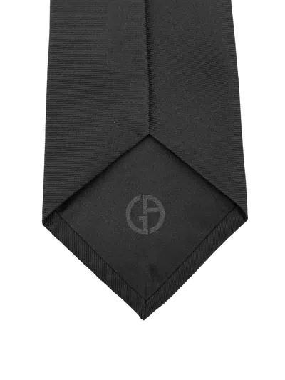 Giorgio Armani Silk Tie With 8cm Width And Diagonal Pattern In Black