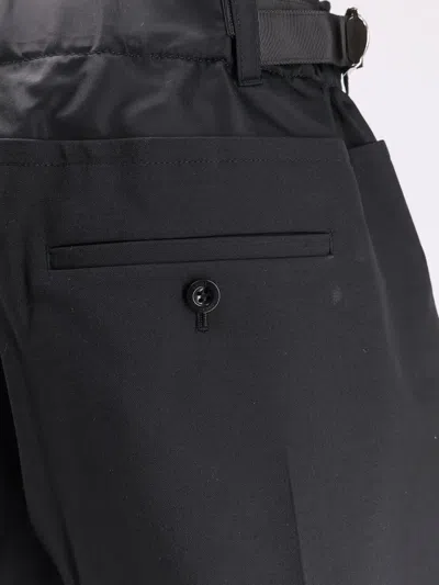 Sacai Front Pleats Wool Blend Shorts In Black