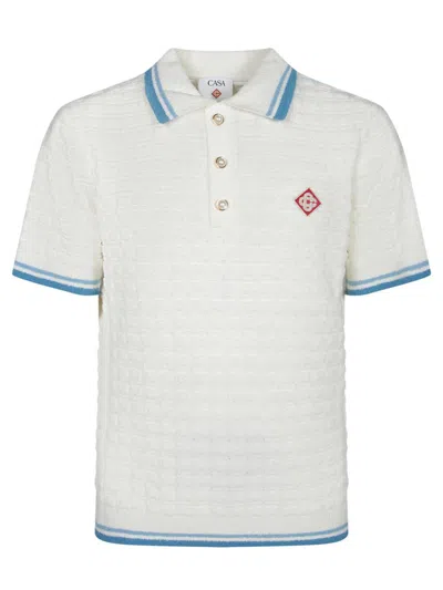 Casablanca White Shirt With Classic Collar And Chest Logo Patch In Cotton Man In White