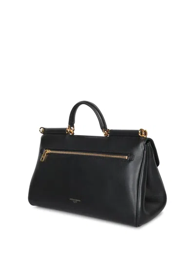 Dolce & Gabbana Textured Calfskin Mini Bag With Gold-tone Hardware In Black
