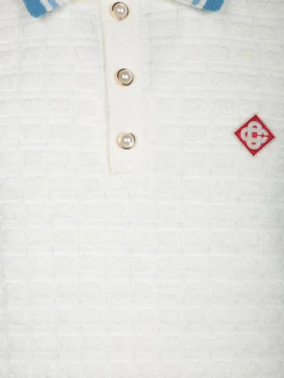 Casablanca White Shirt With Classic Collar And Chest Logo Patch In Cotton Man In White