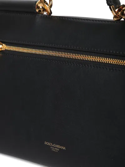Dolce & Gabbana Textured Calfskin Mini Bag With Gold-tone Hardware In Black