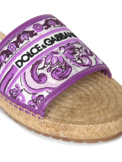 Dolce & Gabbana Embroidery Espadrilles In Purple