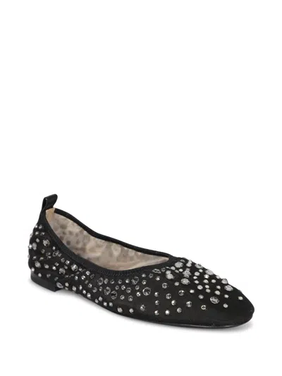 Tory Burch Black Ballet Flats With All-over Crystals Application