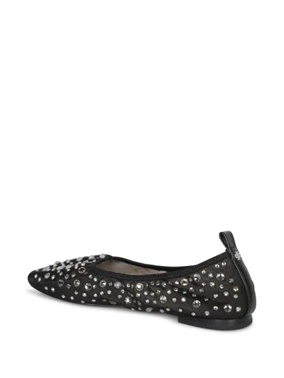 Tory Burch Black Ballet Flats With All-over Crystals Application