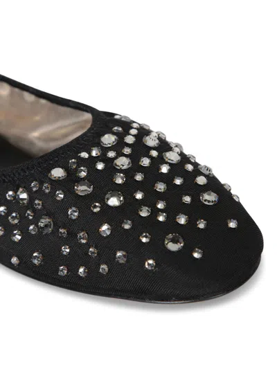Tory Burch Black Ballet Flats With All-over Crystals Application