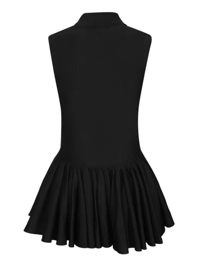 Alaïa Womens Godet Pleated Knitted Top Noir Alaia In Black