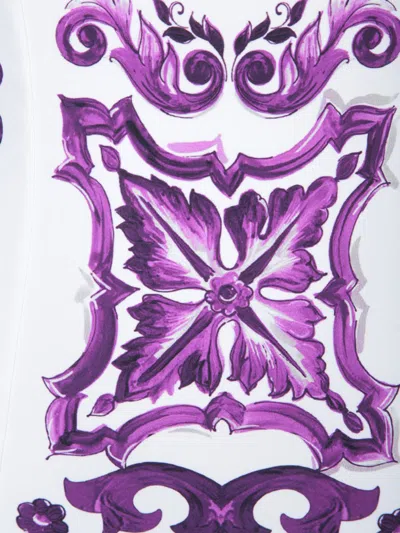 Dolce & Gabbana 'maiolica' Print One-piece Swimsuit In Purple