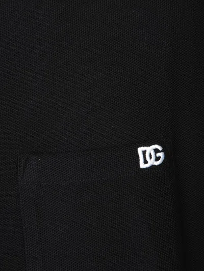 Dolce & Gabbana Black Crewneck T-shirt With Logo Embroidery On The Front In Black
