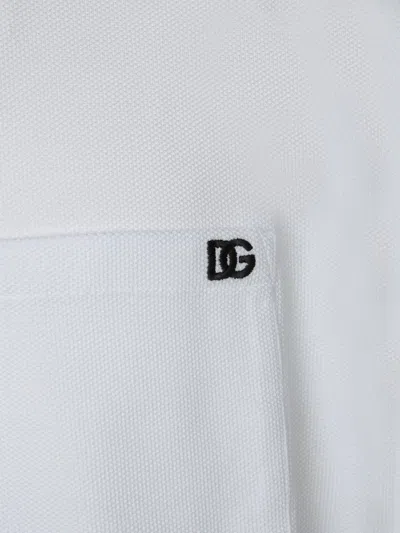 Dolce & Gabbana White Crewneck T-shirt With Logo Embroidery On The Front