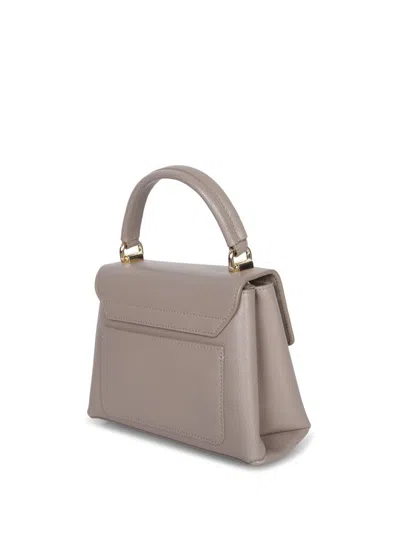Furla Top Handle Beige Bag In Metallic