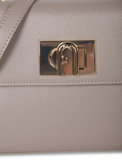 Furla Top Handle Beige Bag In Metallic