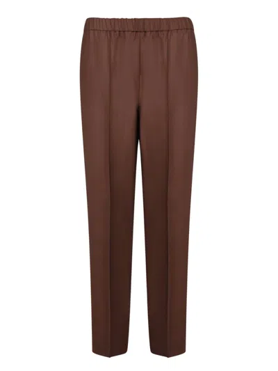 Fabiana Filippi Elastic-waist Side-seam Trousers In Brown