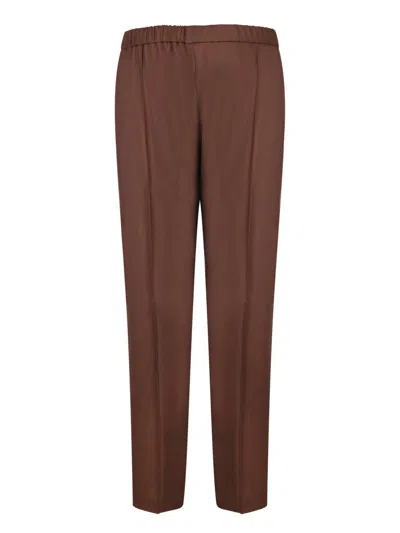 Fabiana Filippi Elastic-waist Side-seam Trousers In Brown