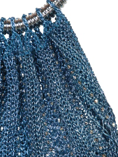 Rabanne Beaded Circular-handle Tote Bag In Blue
