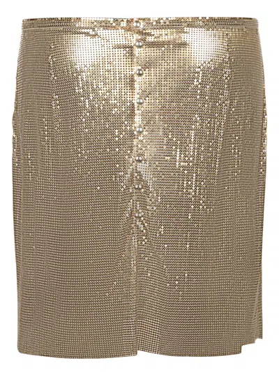 Rabanne Mesh Mini Skirt In Metallic