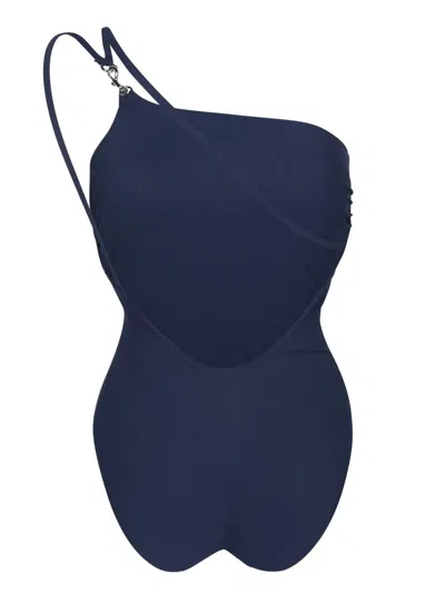Tory Burch Navy Blue Clip Bodysuit In Blue