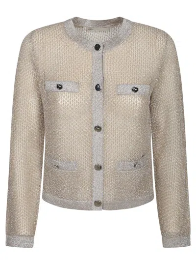 Tory Burch Kendra Mesh Beige Cardigan In Neutral