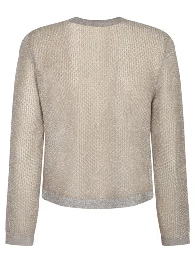 Tory Burch Kendra Mesh Beige Cardigan In Neutral