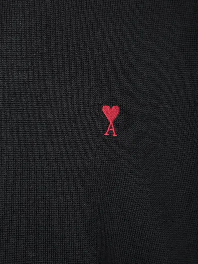 Ami Alexandre Mattiussi Ami Paris Ami De Coeur Wool Crewneck Sweater In Black