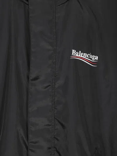 Balenciaga Polyester Jacket With Elastic Cuffs And Hooded Design In Black