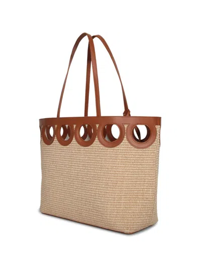 Ferragamo Medium Gancini Outline Woven-raffia Tote Bag In Neutral