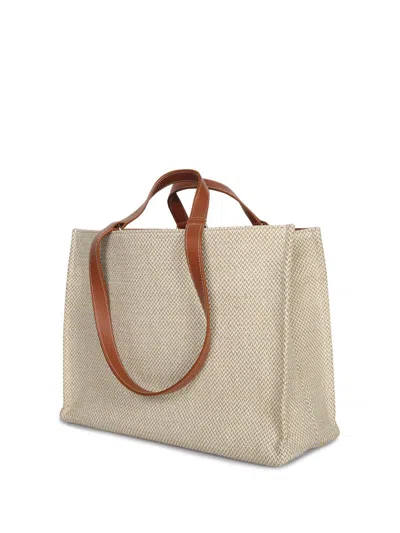 Ferragamo Medium Jacquard Canvas Tote Bag In Neutral